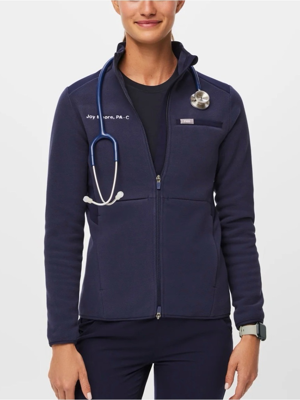 FIGS Navy “On Shift Fleece” Jacket
